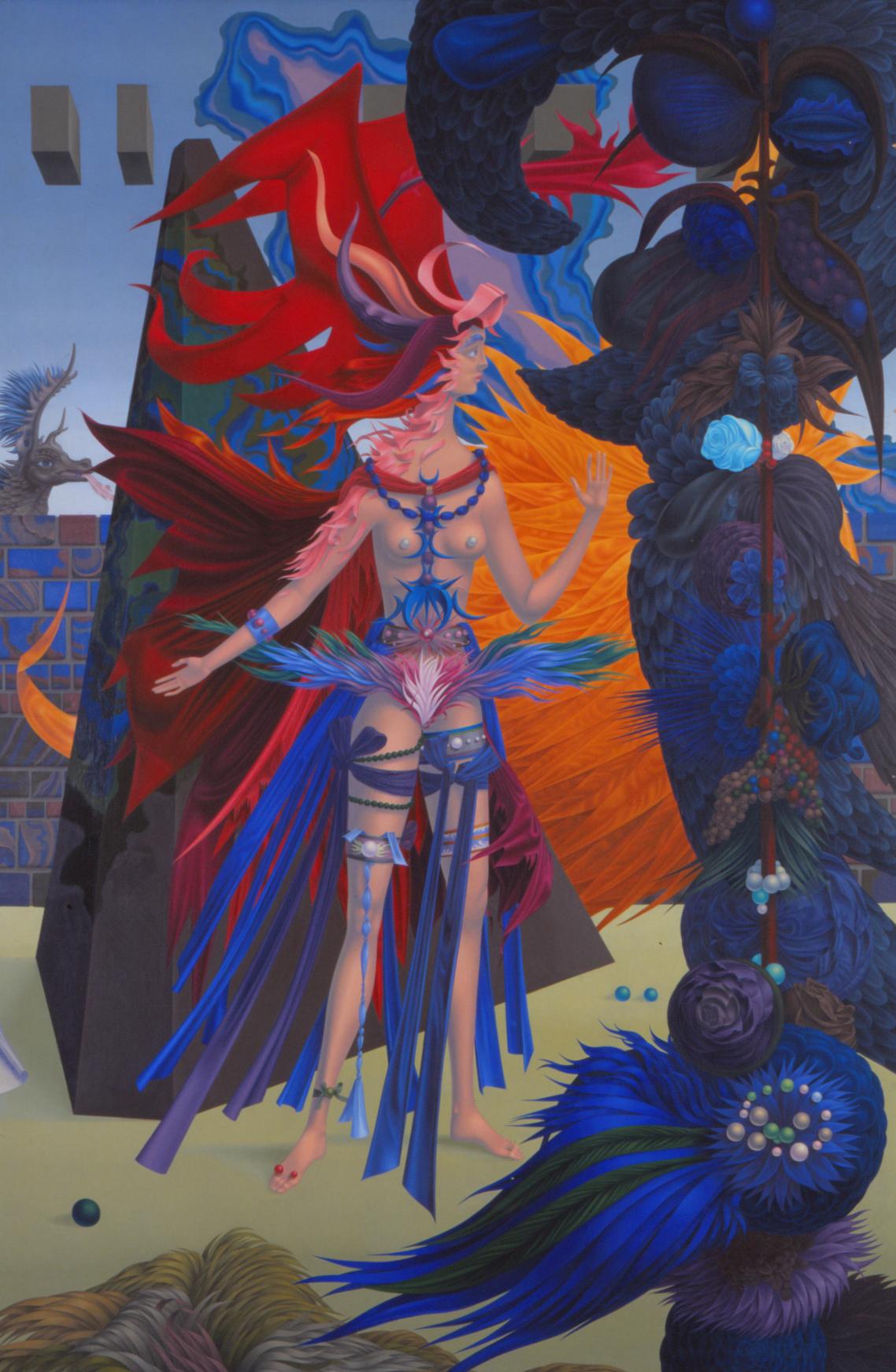Wolfgang Hutter, Die Braut des Drachen , 1966/67, ÖL auf Novopanplatte