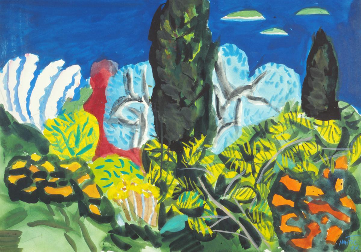 Edo Murtic, Mediterranean Garden, 1997, Watercolor