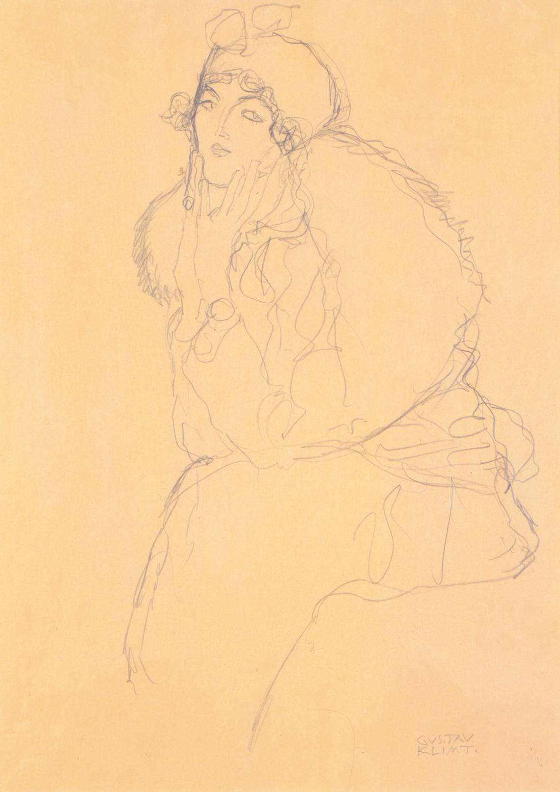 Gustav Klimt, Study for a Lady Portrait, 1915/1917 , Pencil Drawing