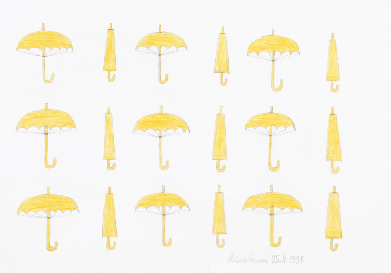 Heinrich Reisenbauer, Umbrellas, 1998, Pencil Drawing