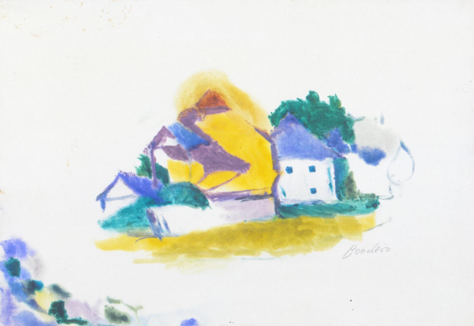 Herbert Boeckl, Landscape with Houses, 1950, Watercolor