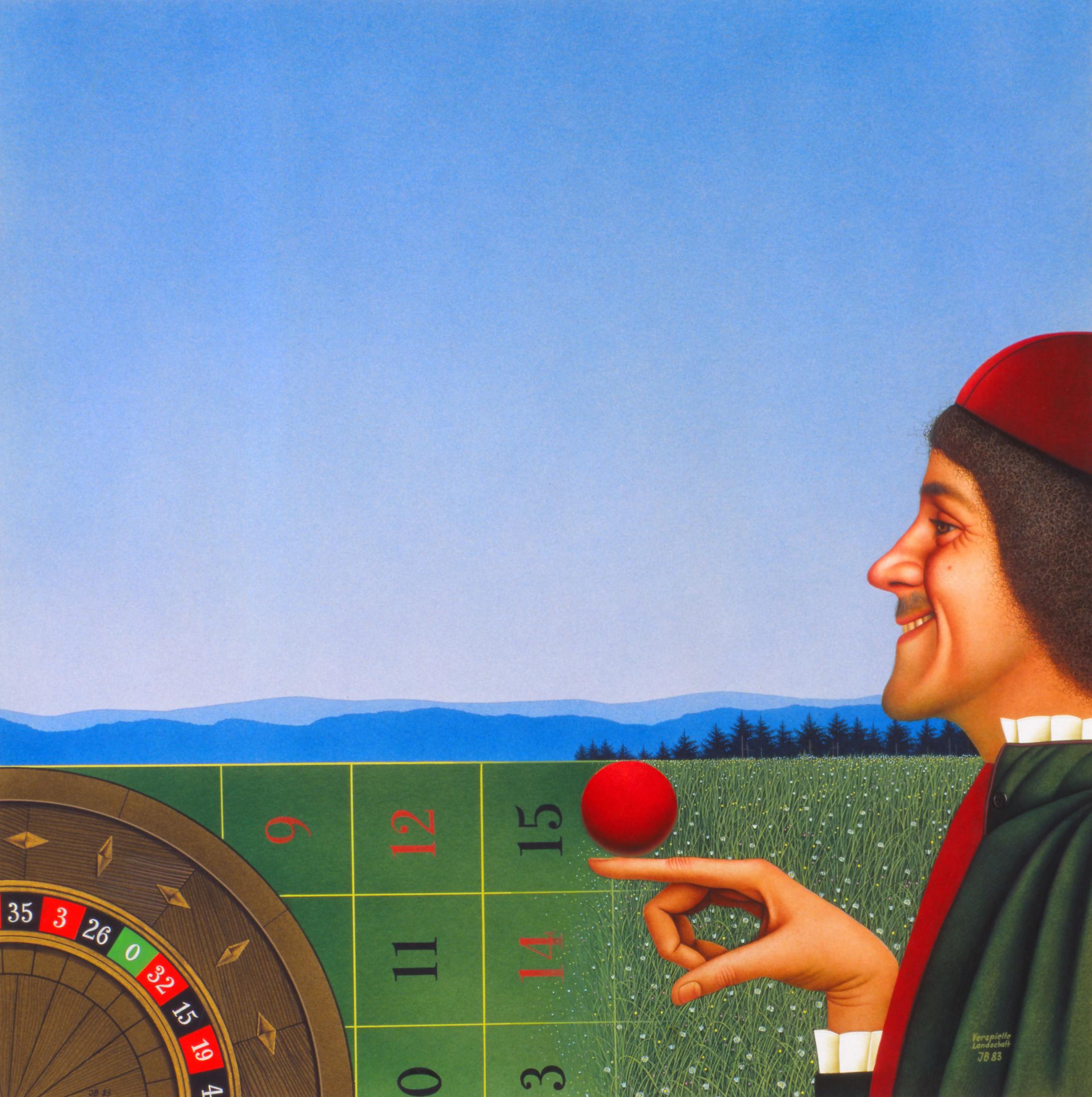 Josef Bramer, Playful Landscape, 1983, Watercolor