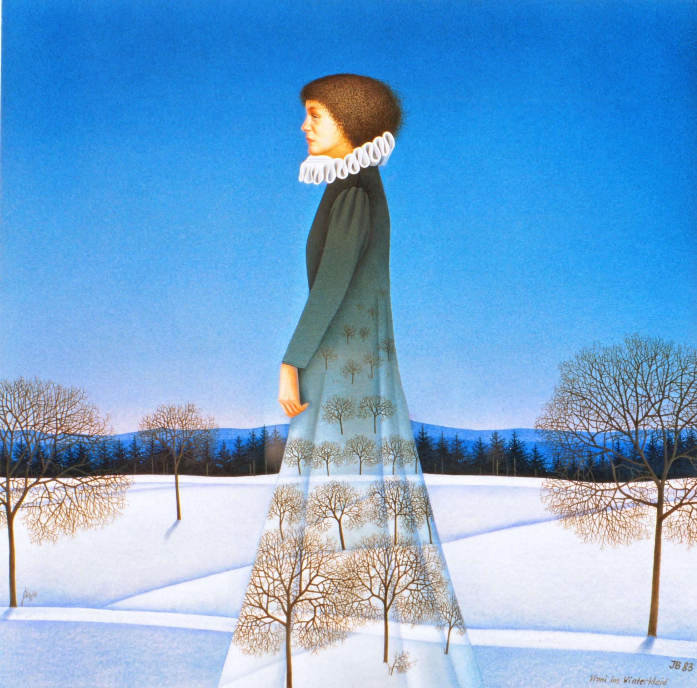Josef Bramer, Vroni in Winter Dress, 1983, Watercolor