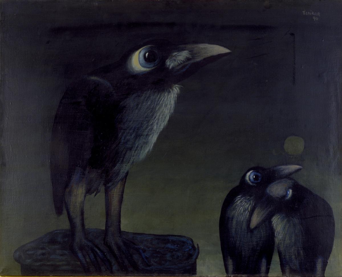 Joze Tisnikar, Three Ravens, 1990, Oil on Canvas