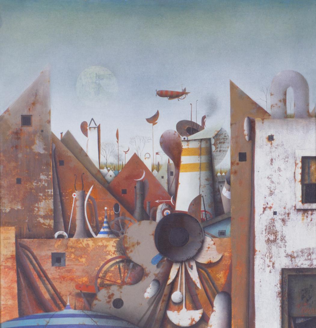 Karl Korab, Suburb, 1969, Gouache