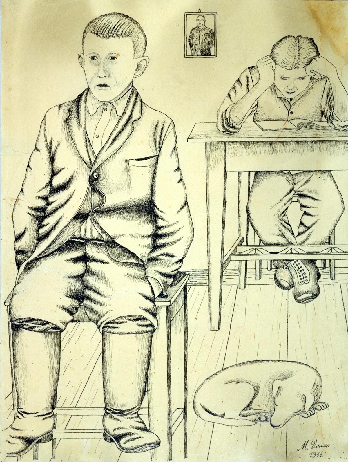 Mirko Virius, My Kids, 1936, Line Drawing