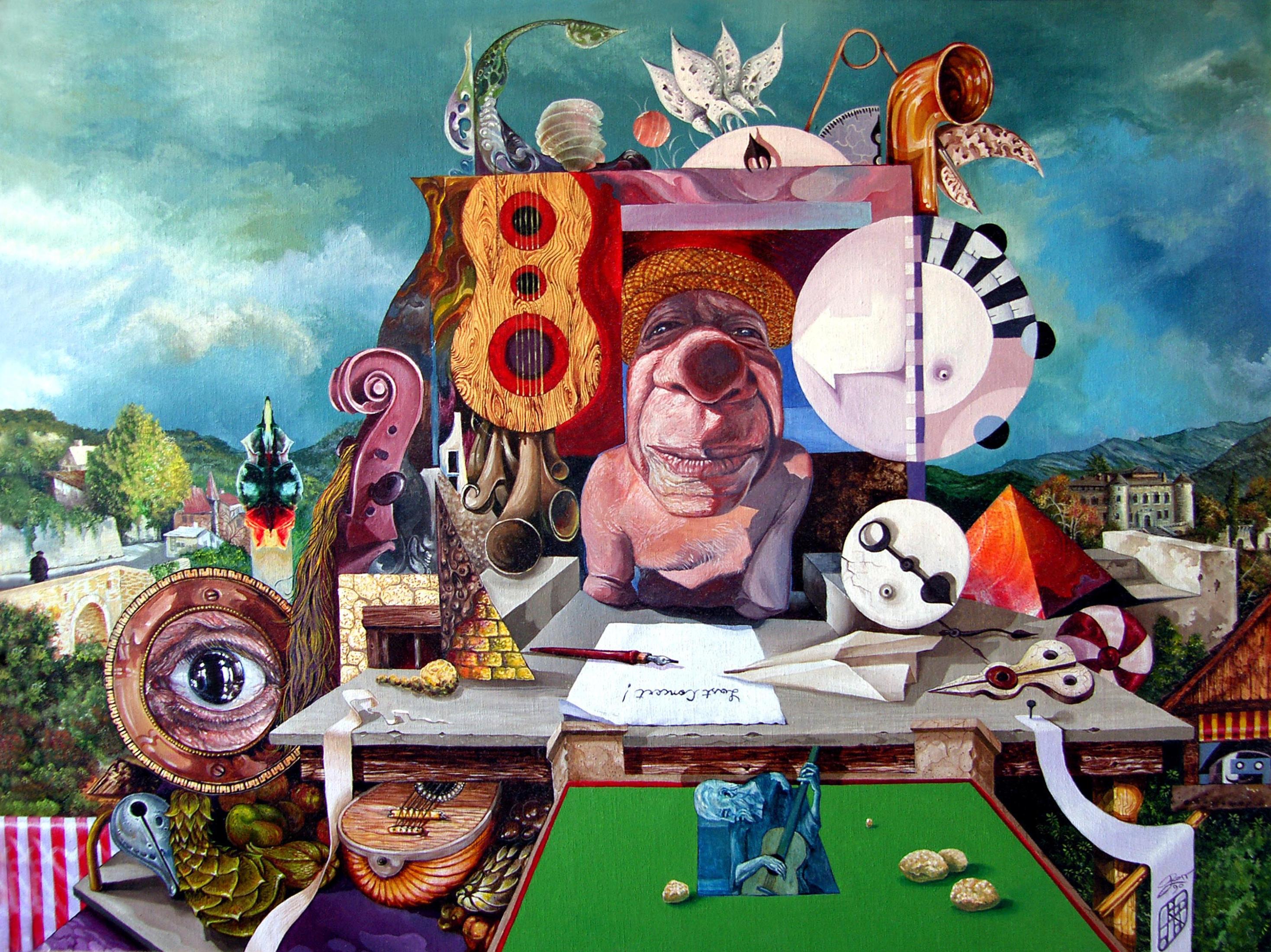 Otto Rapp, Pablos letztes Konzert, 1990, Acryl auf Leinwand