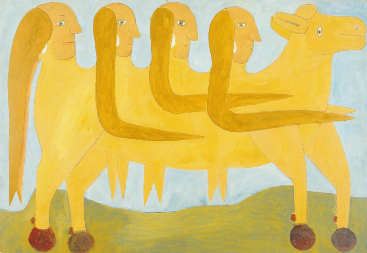 Sava Sekulic, Four Brothers Riding, 1970, Mixed Media