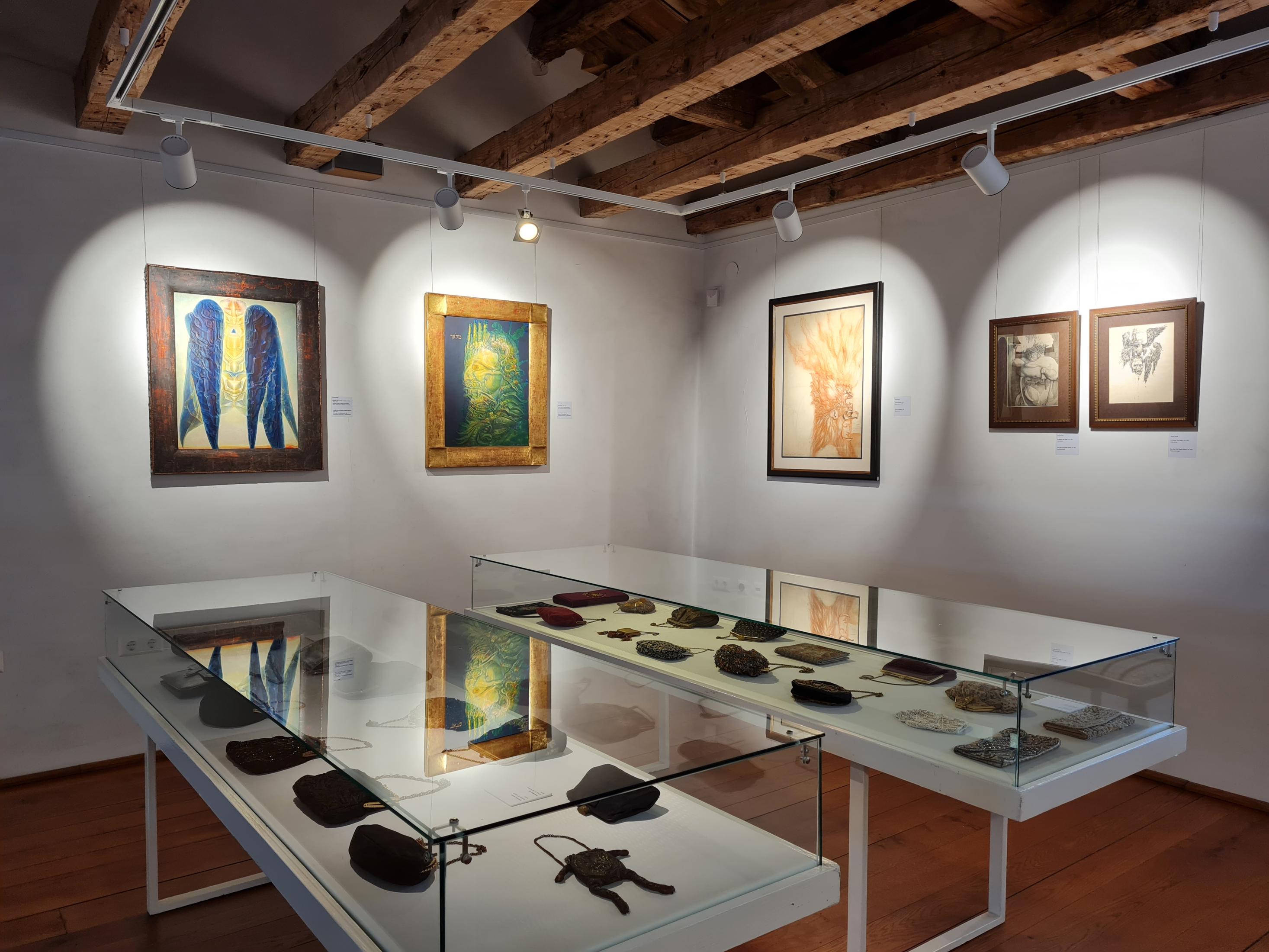 Historical bags and purses, "Highlights", Infeld Cultural Center, Dobrinj, Island of Krk, Croatia, 2021