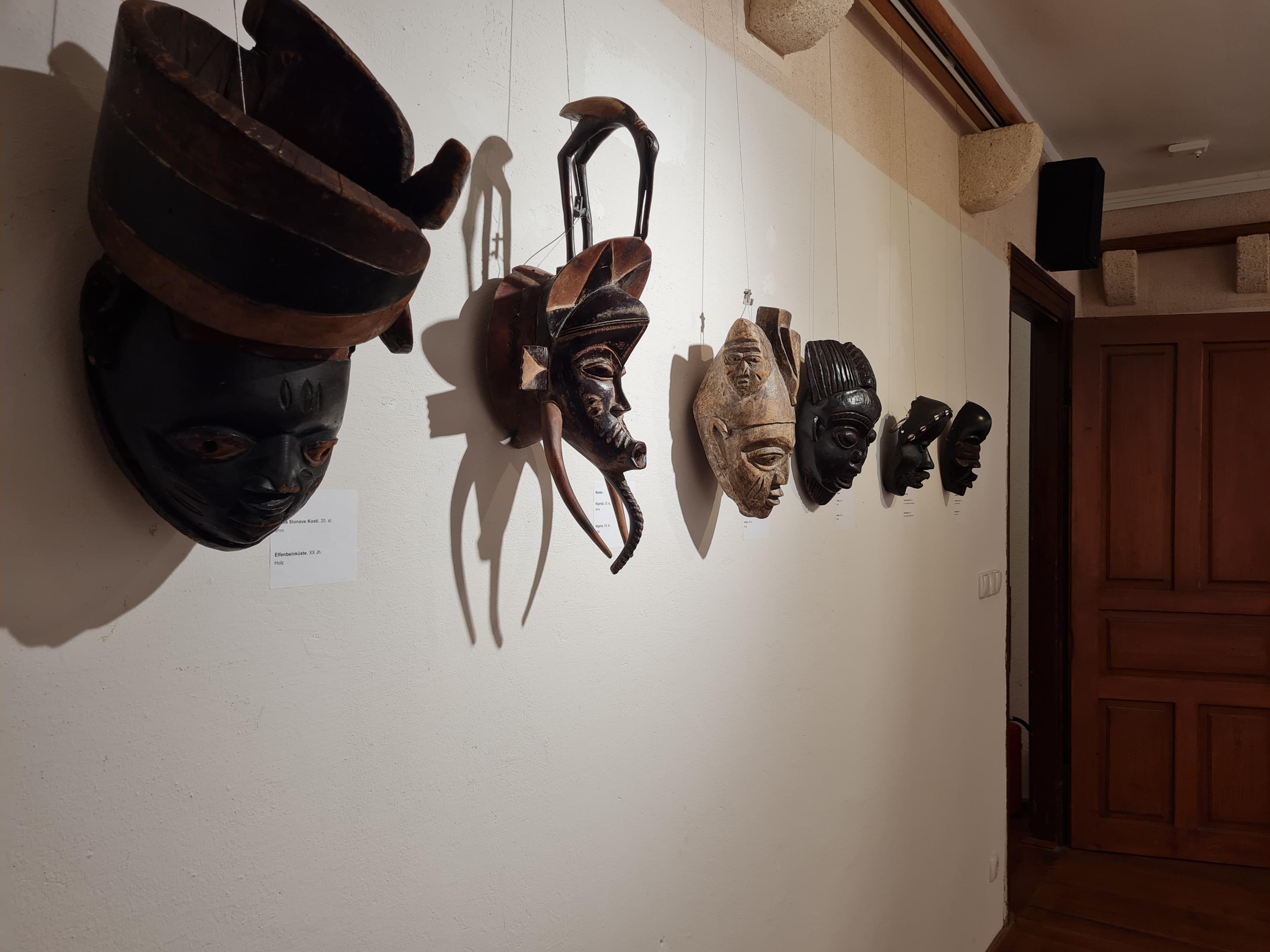 African masks, Exhibition "Art & Sound", Infeld Cultural Center, Dobrinj, Island of Krk, Croatia, 2022