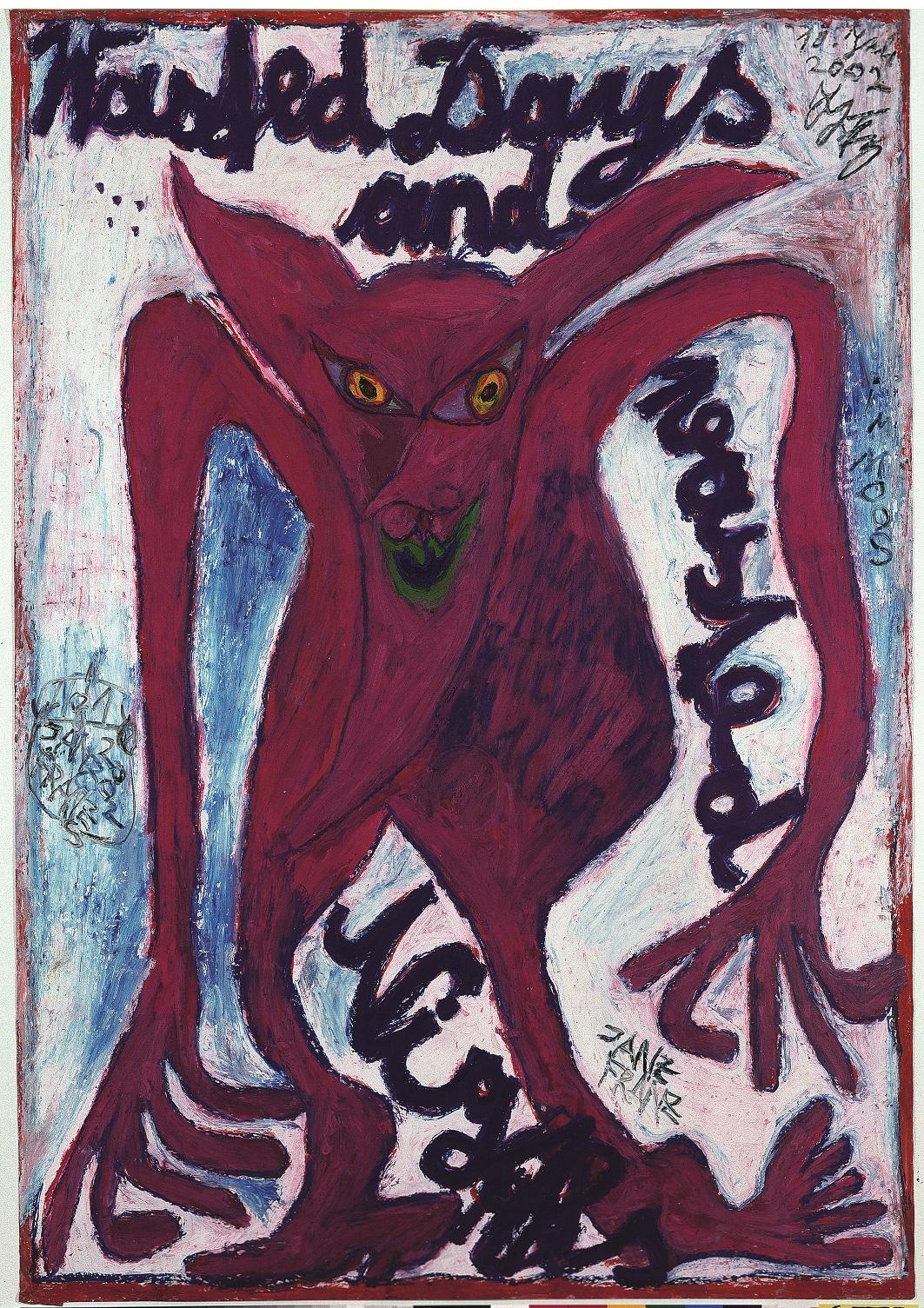 Franz Janz, Wasted days aud wasted nights, 2002, Ölkreide auf Zeichenkarton